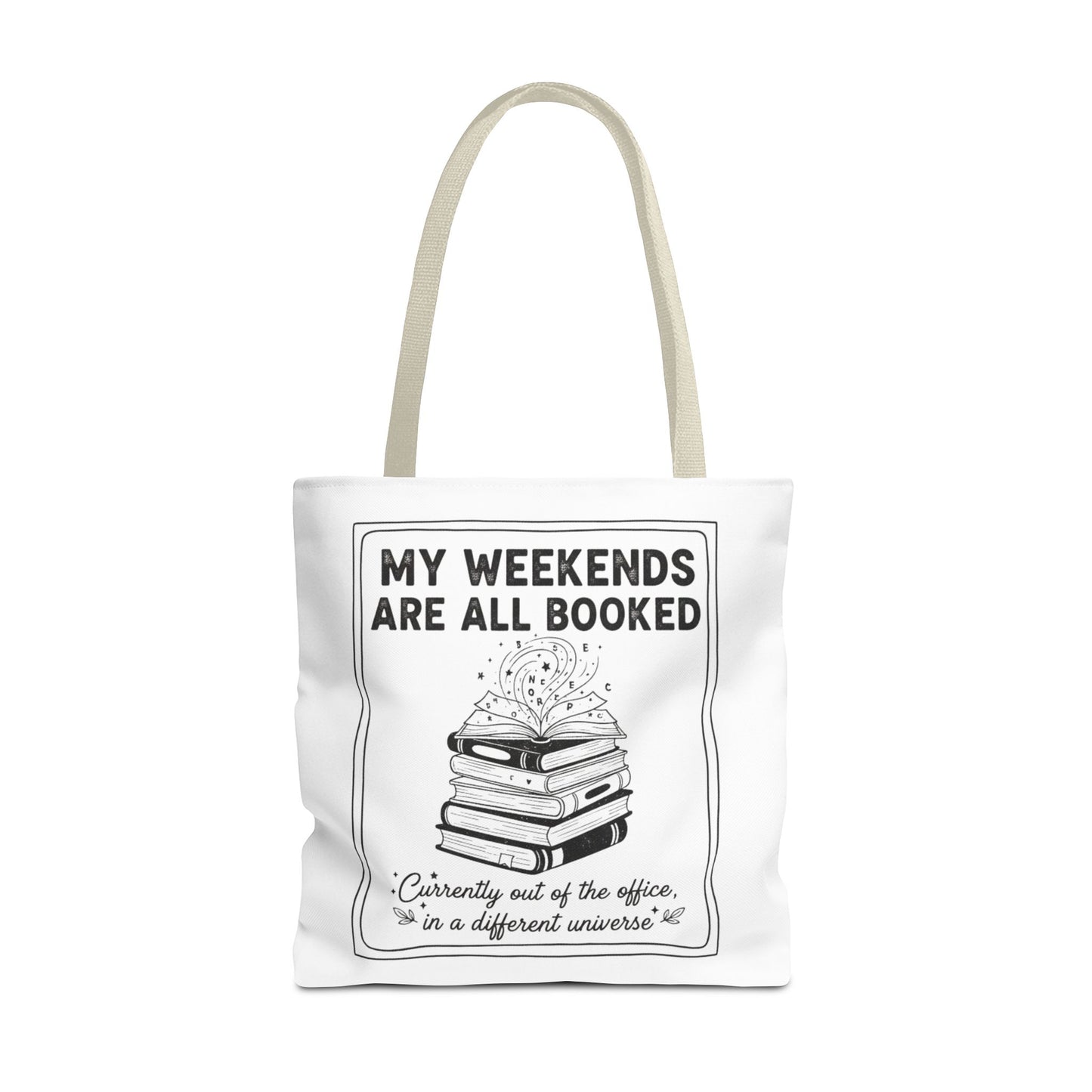 My Weekends Are All Booked Tote Bag | Funny Book Lover Gift | Bibliophile Aesthetic Canvas Bag | Literary Out of Office Tote