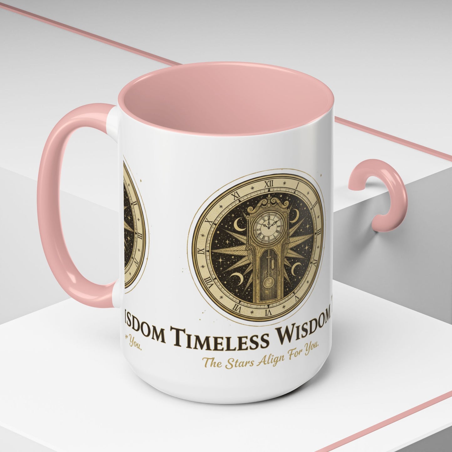 Vintage Celestial Clock Ceramic Coffee Mug | Timeless Wisdom Gift