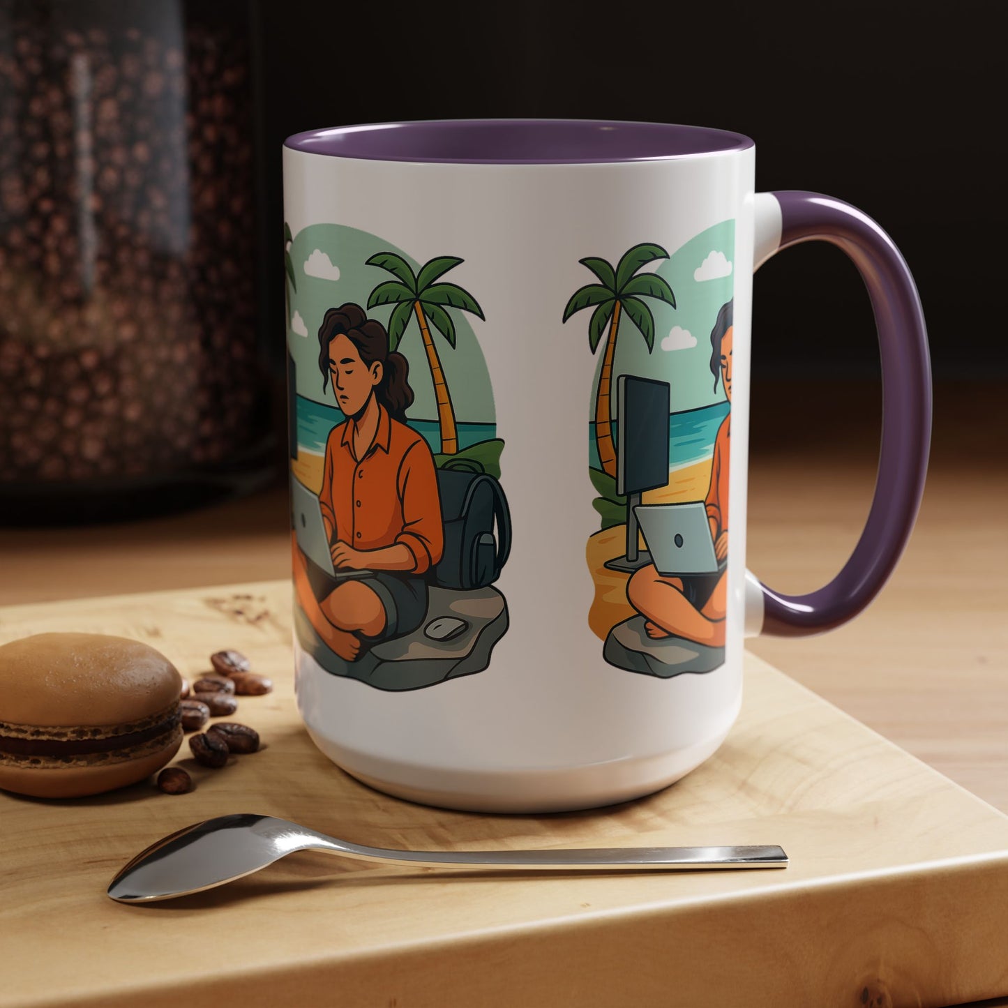 “Be Beautiful” Black-Trim Ceramic Coffee Mug