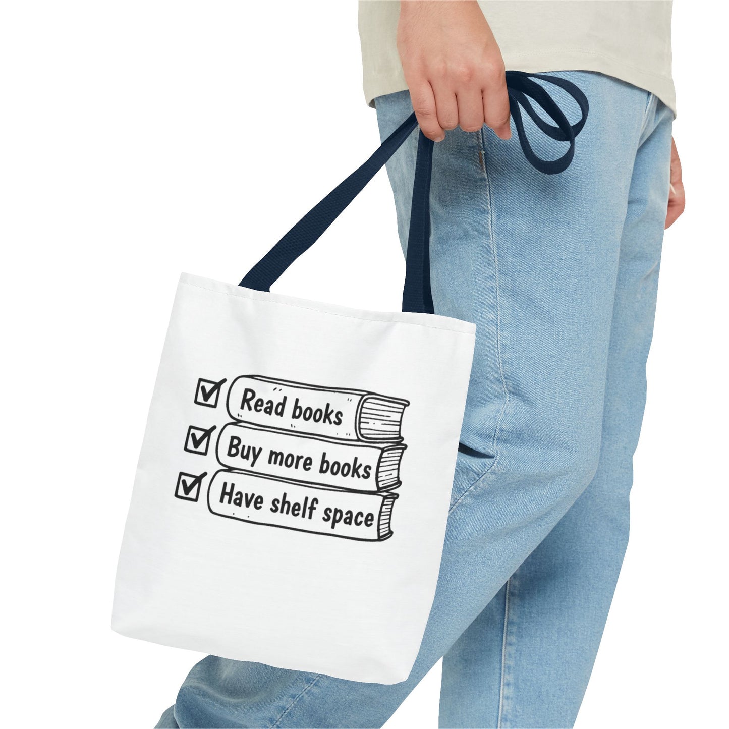 Booklover Tote Bag — "Read books, Buy more books, Have shelf space"