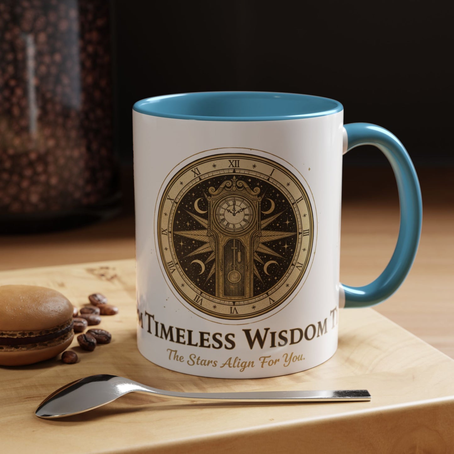 Vintage Celestial Clock Ceramic Coffee Mug | Timeless Wisdom Gift