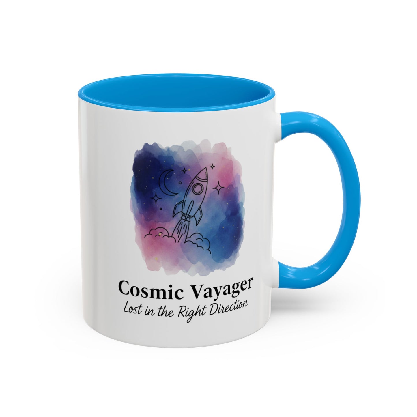Cosmic Voyager Ceramic Coffee Mug – Space Rocket Art