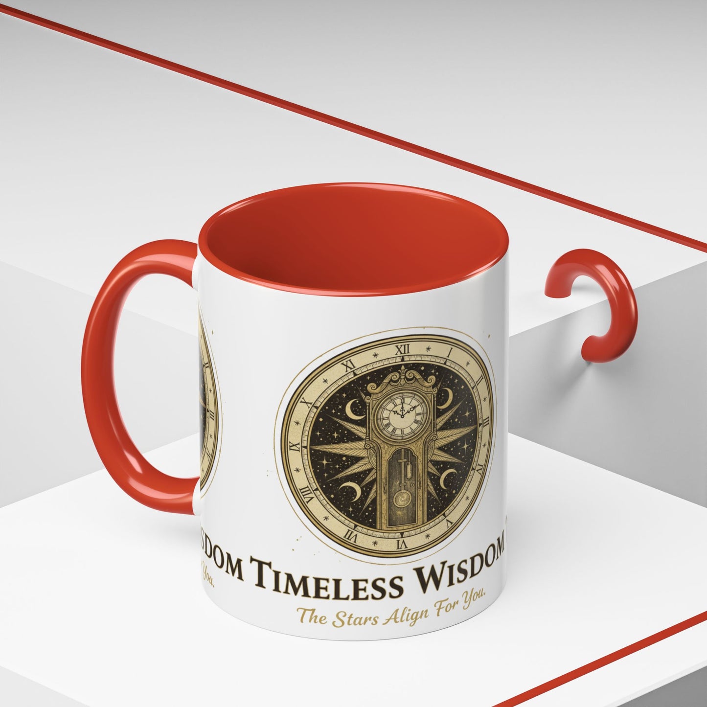 Vintage Celestial Clock Ceramic Coffee Mug | Timeless Wisdom Gift