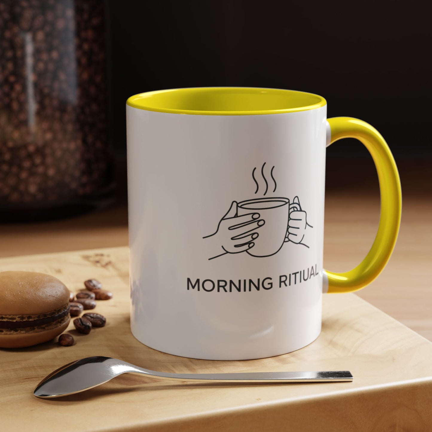 “Morning Ritual” Ceramic Coffee Mug, 11oz Accent Cup