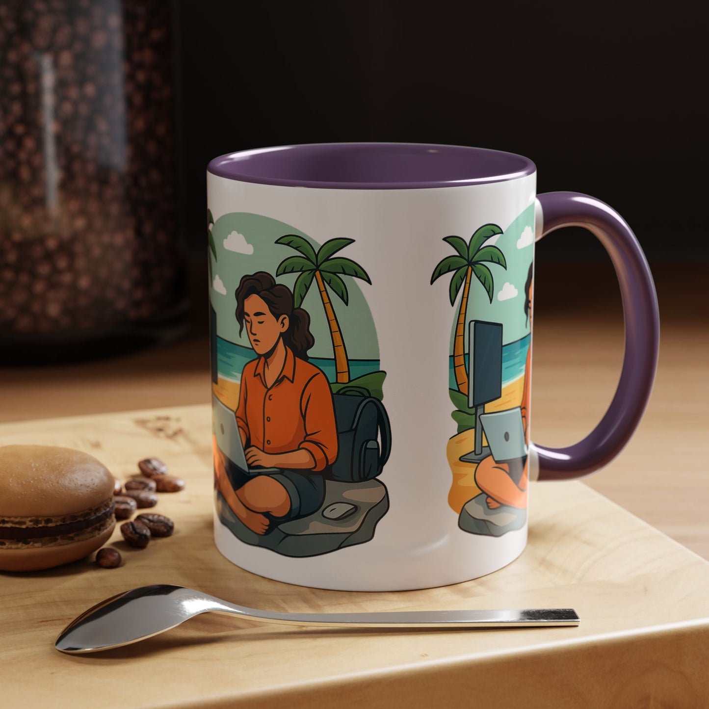 “Be Beautiful” Black-Trim Ceramic Coffee Mug