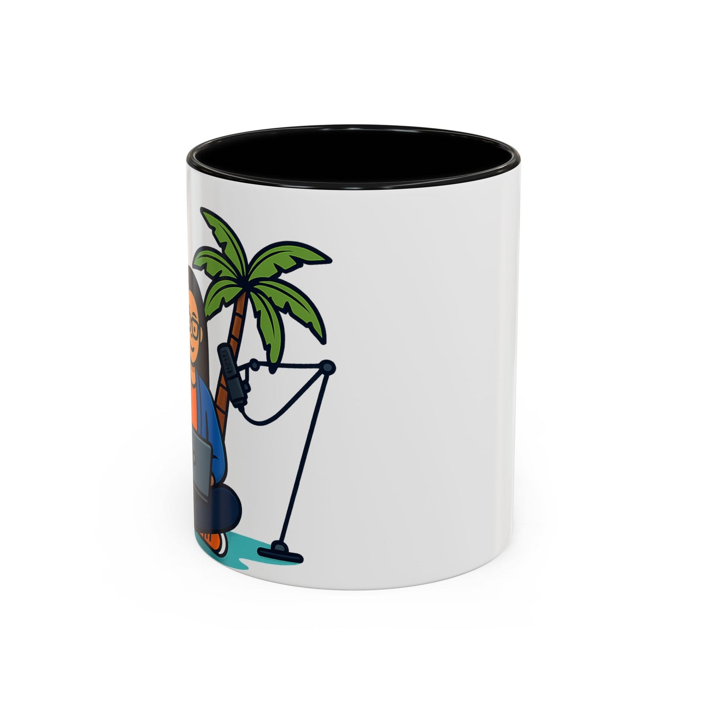 Island Podcast Coffee Mug Tropical Podcaster Illustration Ceramic Accent Mug