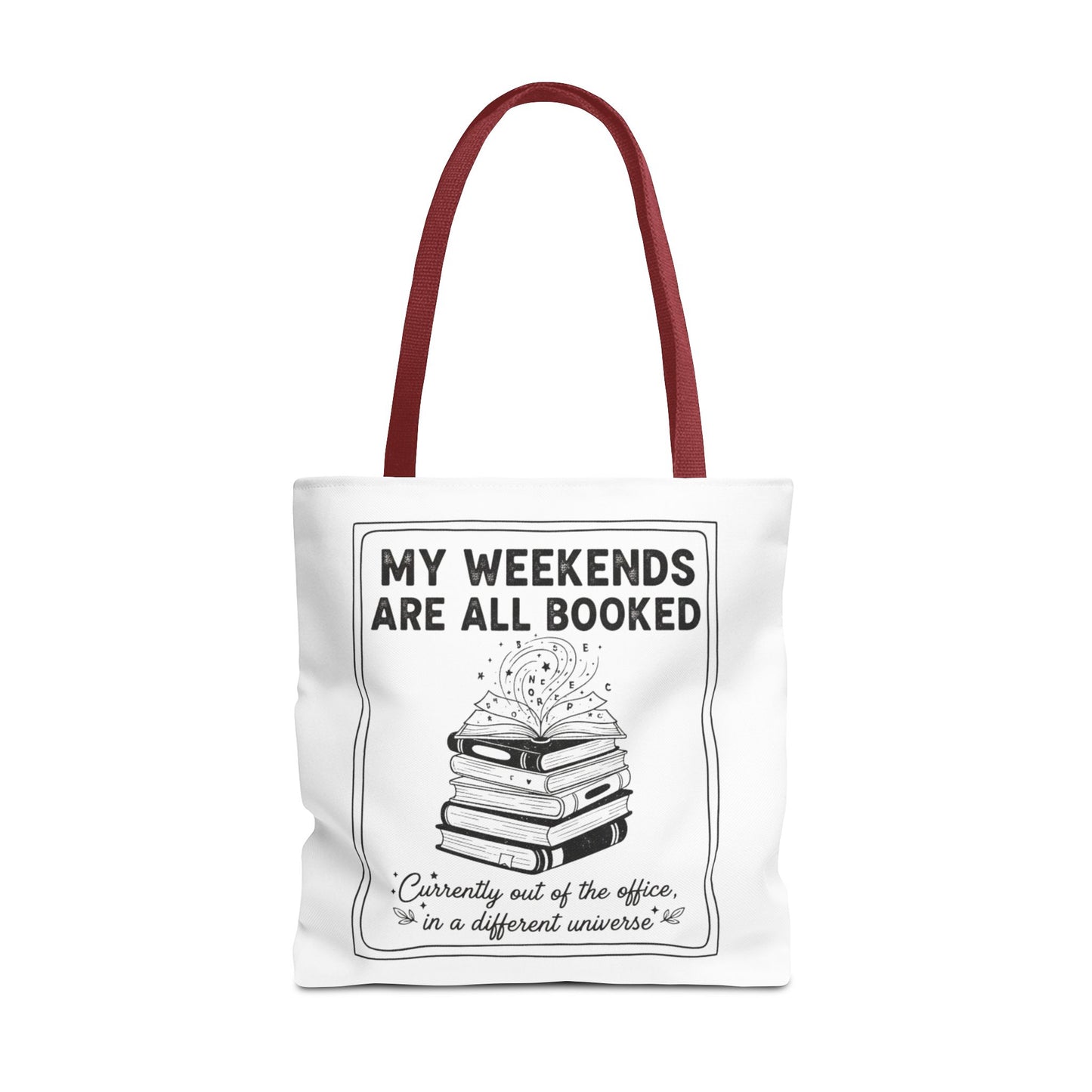 My Weekends Are All Booked Tote Bag | Funny Book Lover Gift | Bibliophile Aesthetic Canvas Bag | Literary Out of Office Tote