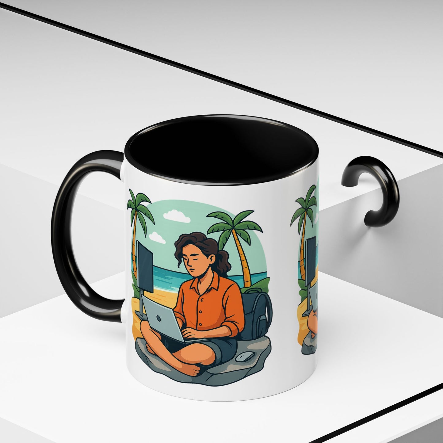 “Be Beautiful” Black-Trim Ceramic Coffee Mug