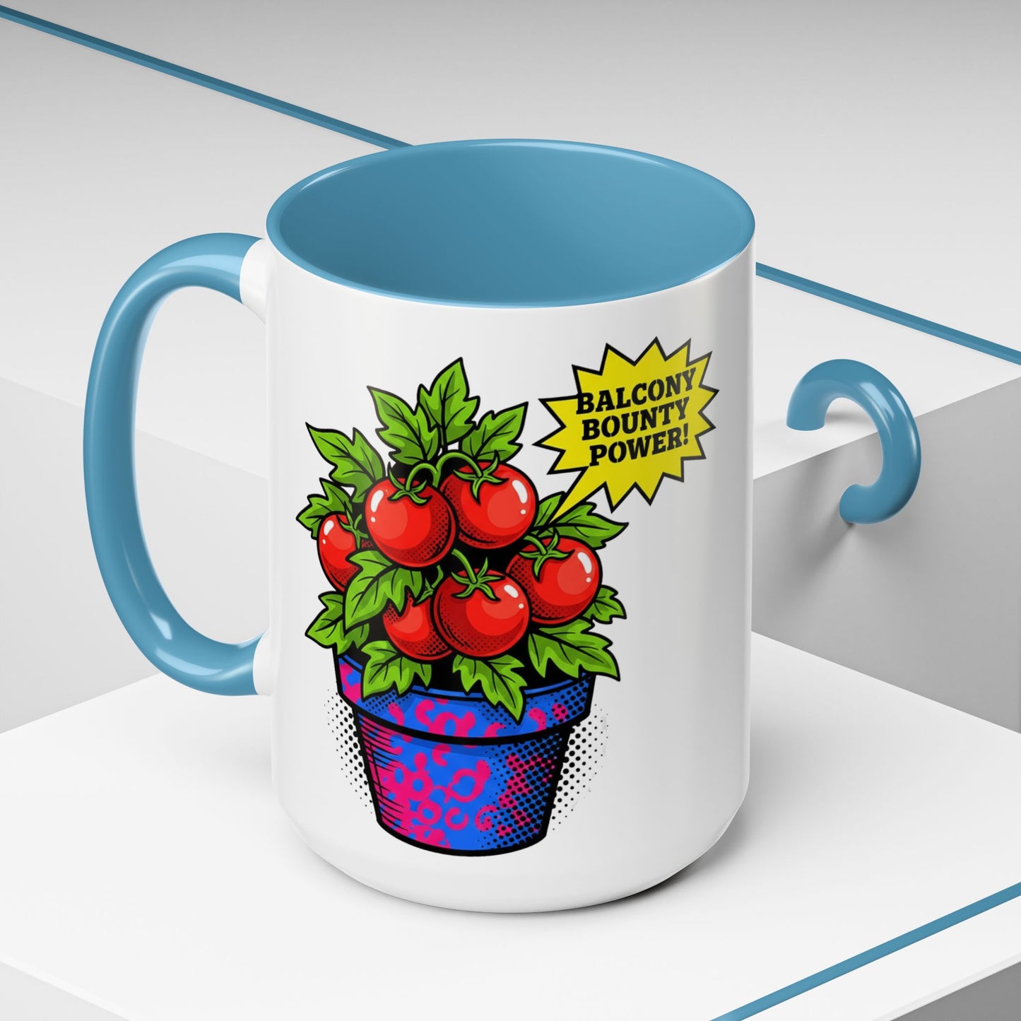 “Balcony Bounty Power!” Coffee Mug – Tomato Plant Garden Accent Mug