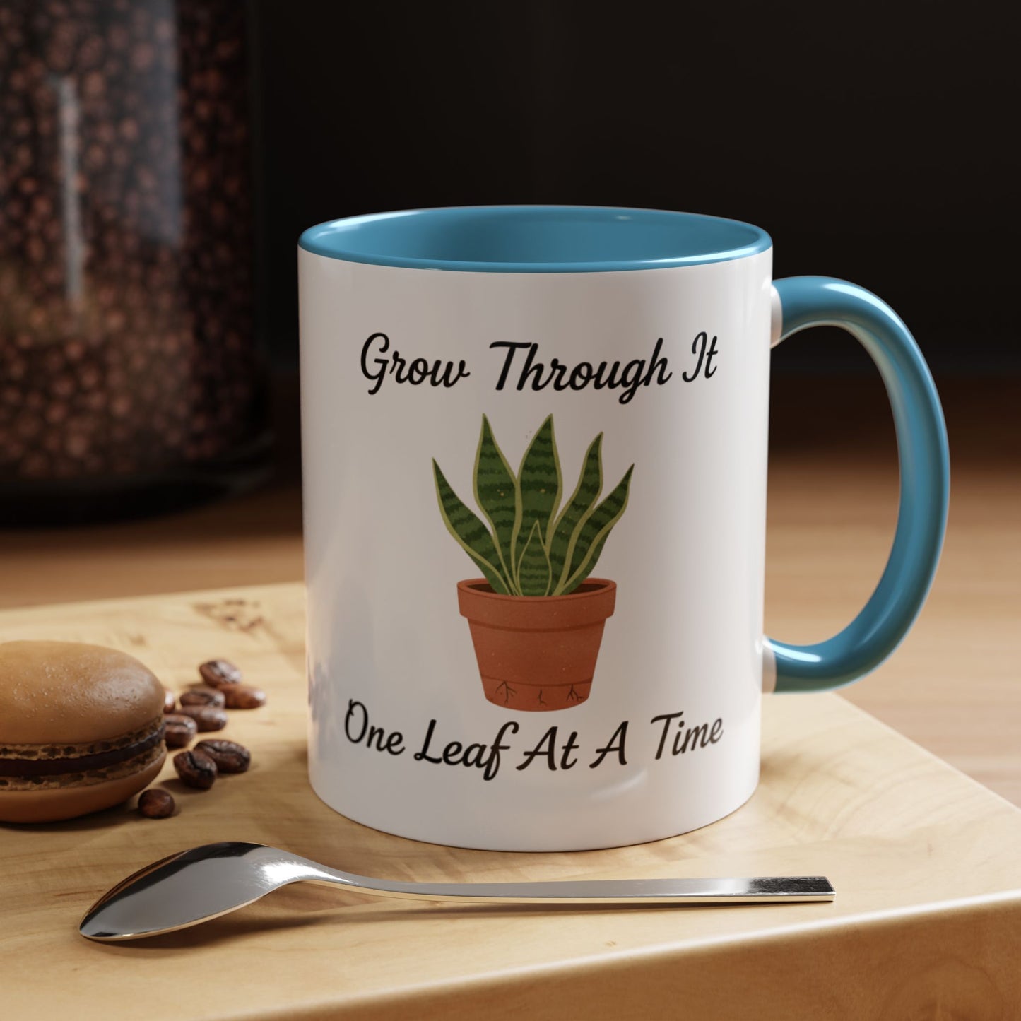 Grow Through It Coffee Mug “One Leaf At A Time” Plant Lover Ceramic Accent Mug