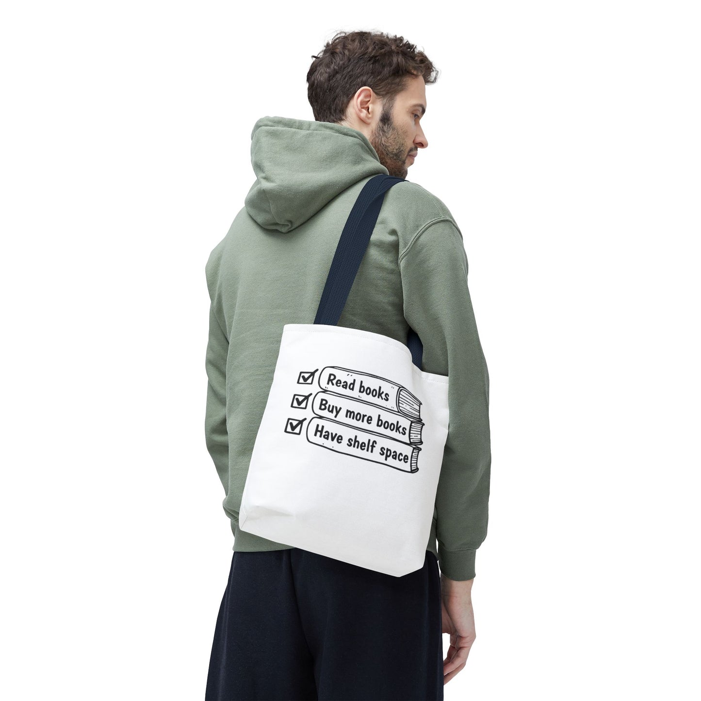 Booklover Tote Bag — "Read books, Buy more books, Have shelf space"