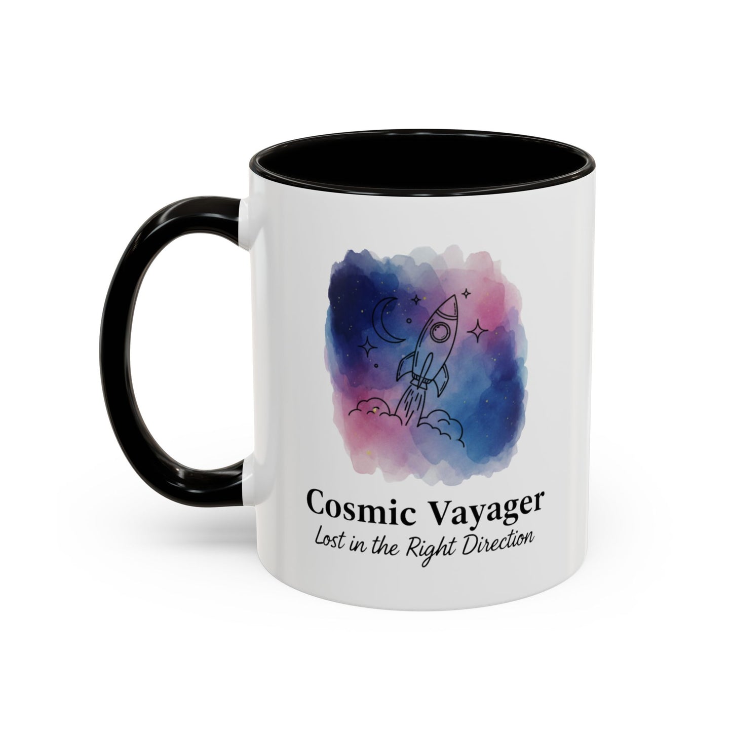 Cosmic Voyager Ceramic Coffee Mug – Space Rocket Art
