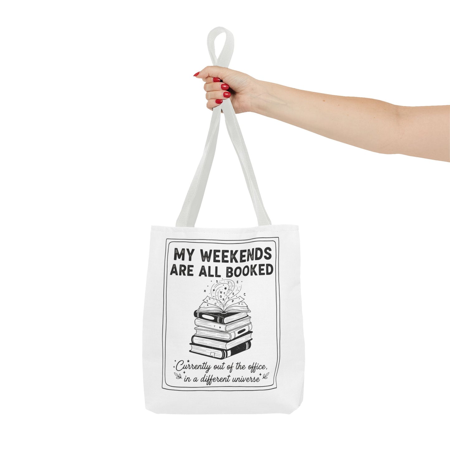 My Weekends Are All Booked Tote Bag | Funny Book Lover Gift | Bibliophile Aesthetic Canvas Bag | Literary Out of Office Tote