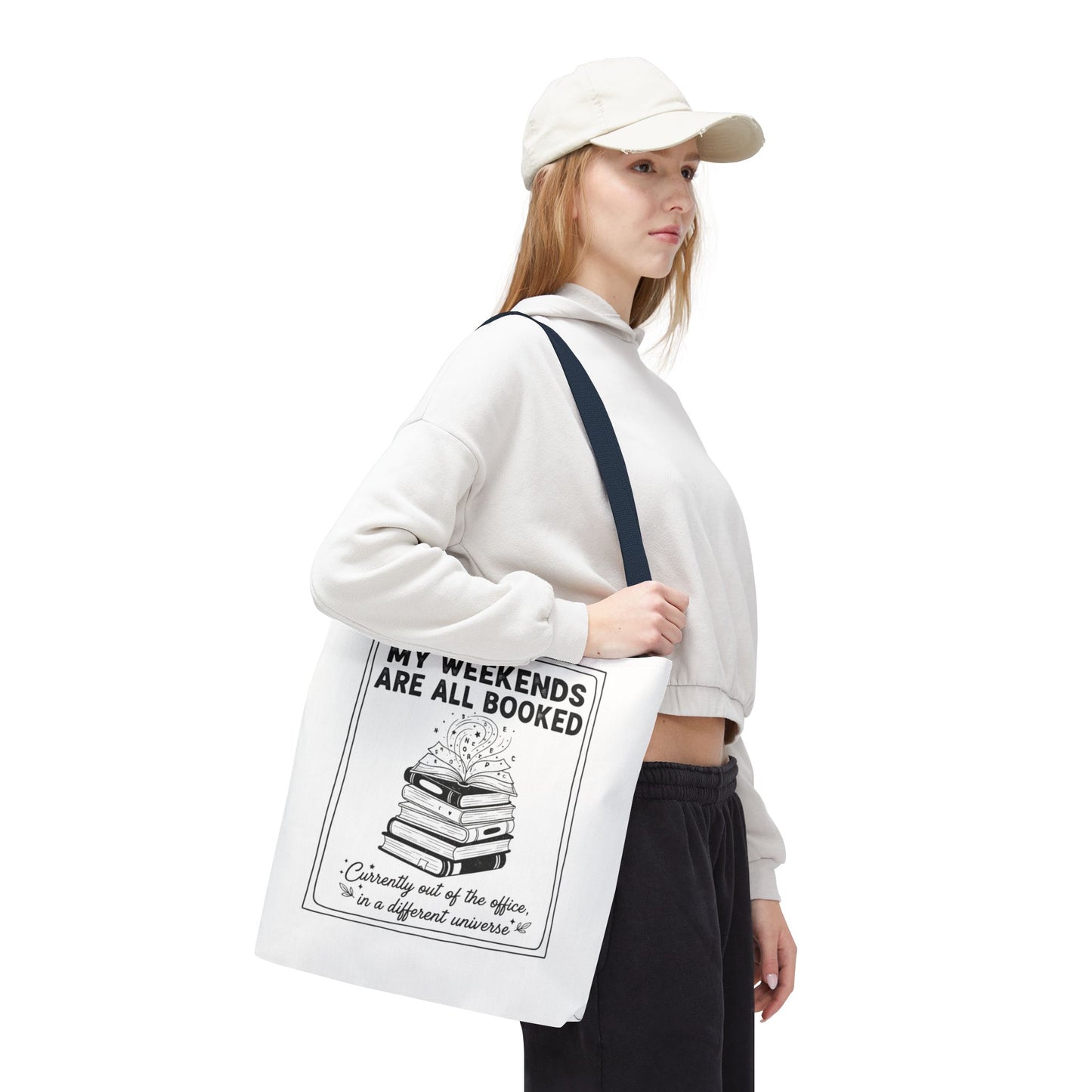 My Weekends Are All Booked Tote Bag | Funny Book Lover Gift | Bibliophile Aesthetic Canvas Bag | Literary Out of Office Tote
