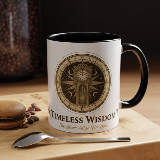 Vintage Celestial Clock Ceramic Coffee Mug | Timeless Wisdom Gift