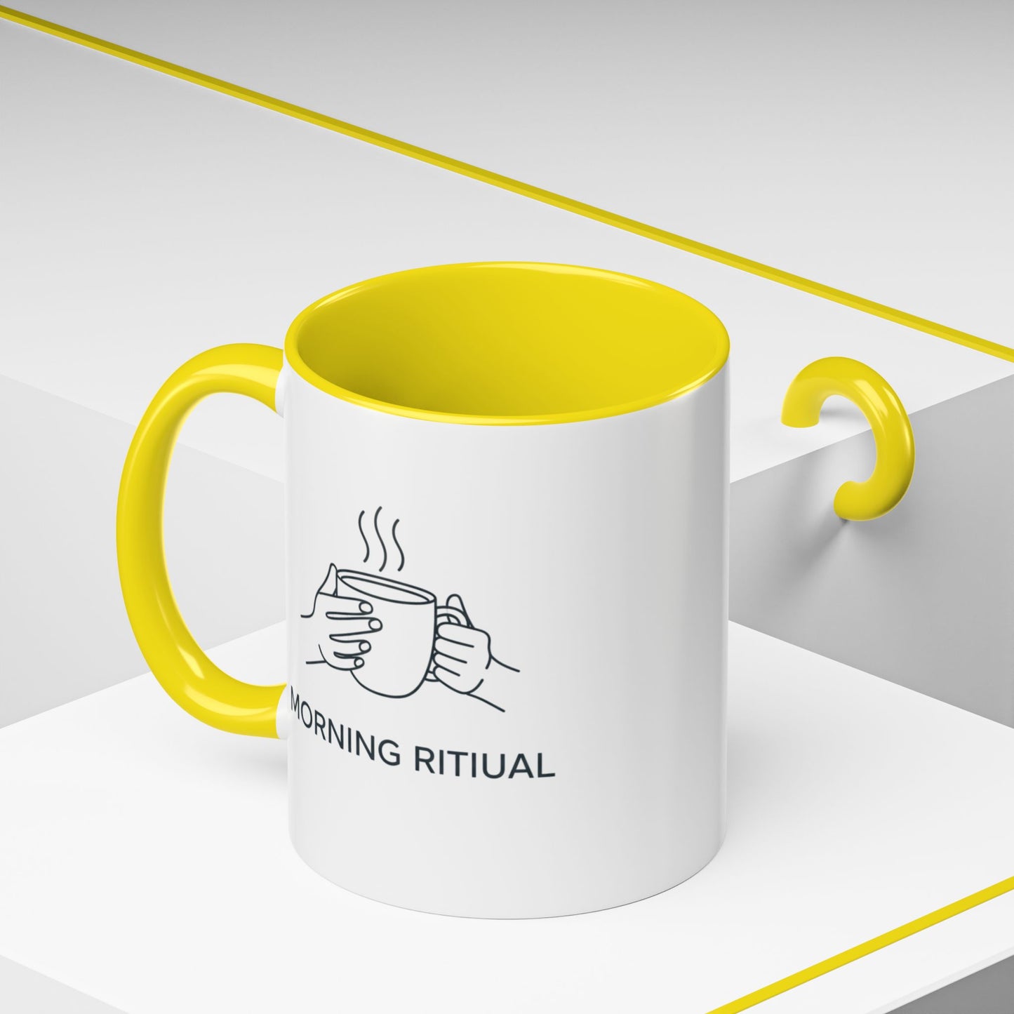 “Morning Ritual” Ceramic Coffee Mug, 11oz Accent Cup
