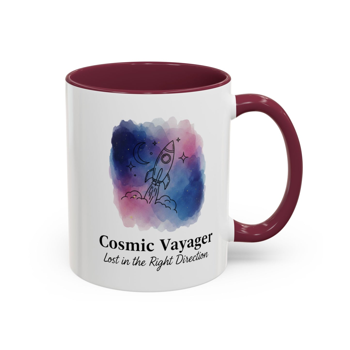 Cosmic Voyager Ceramic Coffee Mug – Space Rocket Art