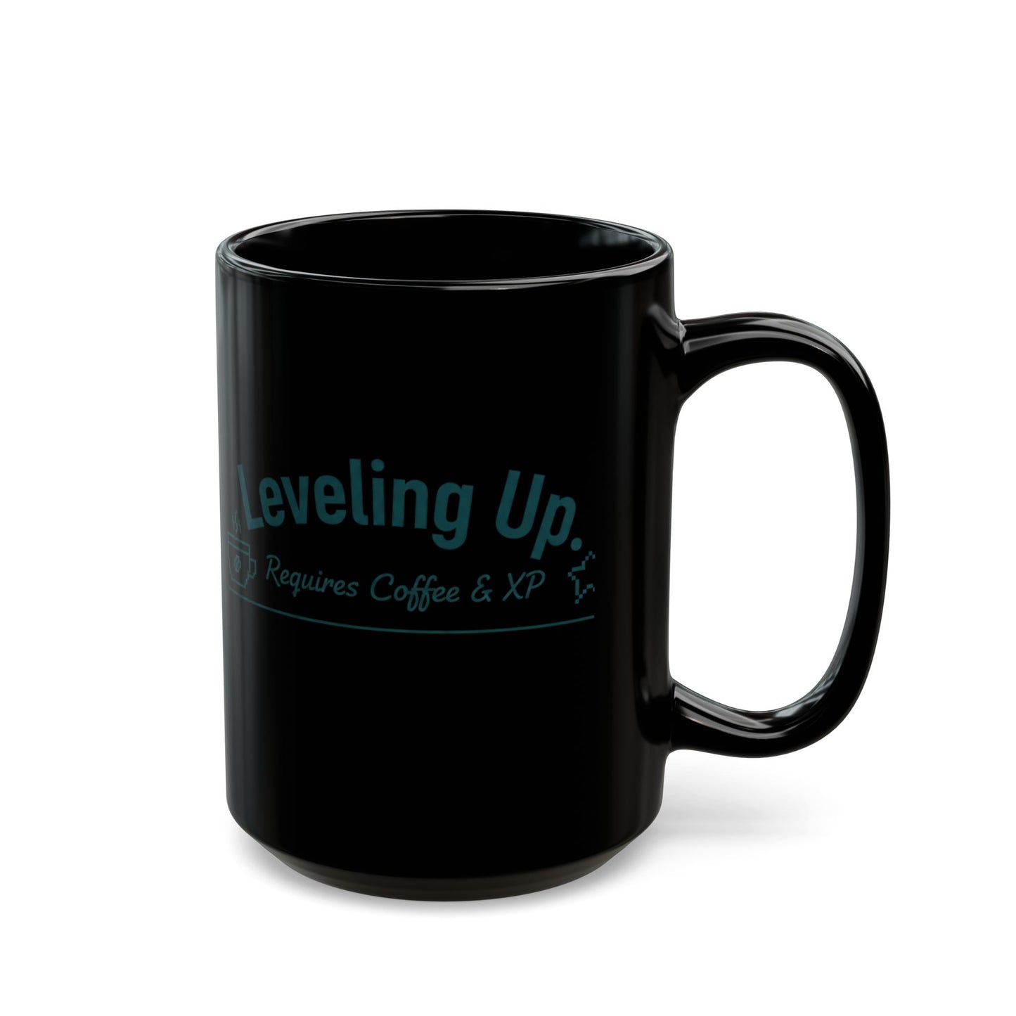 Black Ceramic Gaming Coffee Mug – "Leveling Up. Requires Coffee & XP"