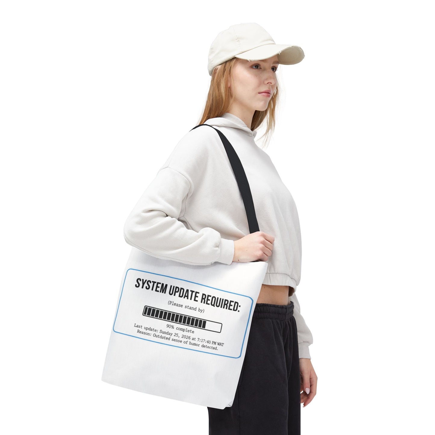 System Update Required Tote | Funny Tech Humor & Relatable "Outdated Humor" Canvas Bag