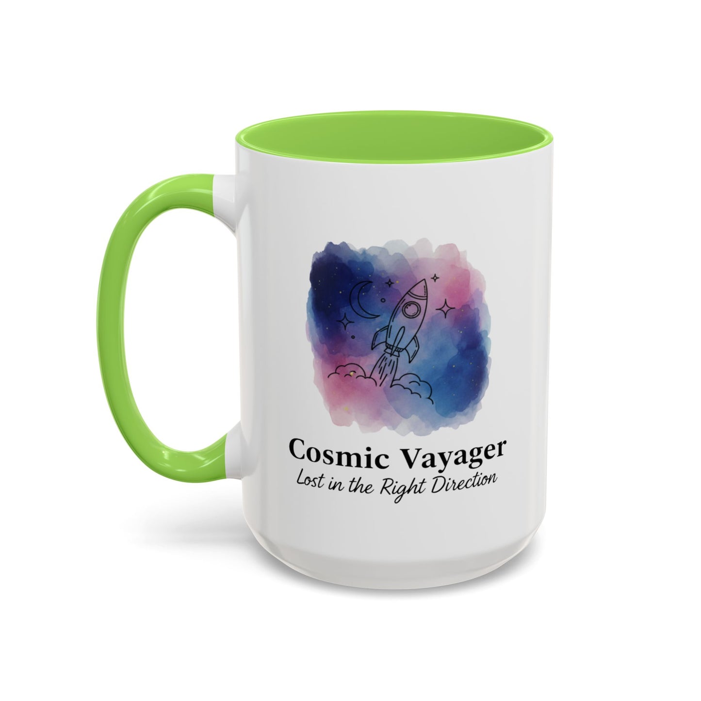 Cosmic Voyager Ceramic Coffee Mug – Space Rocket Art