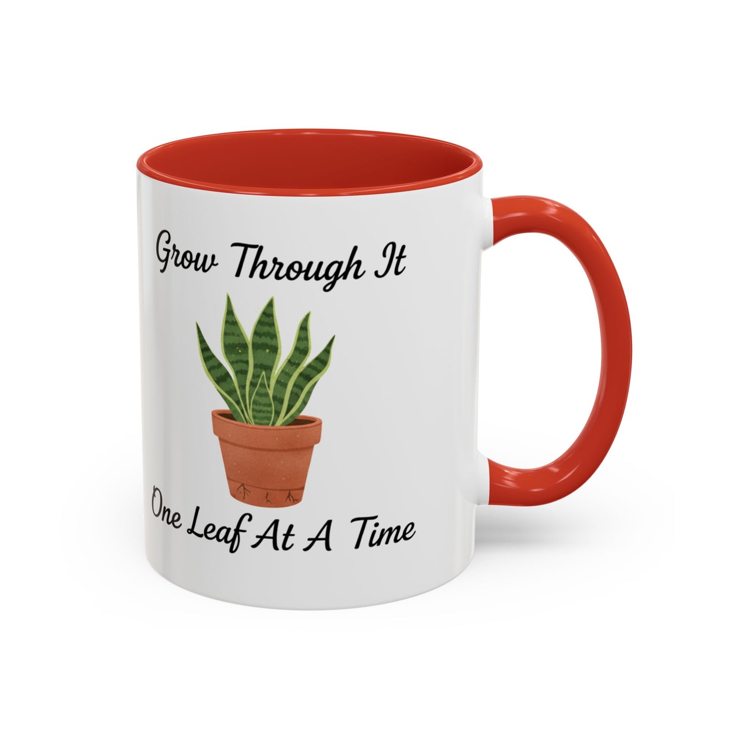 Grow Through It Coffee Mug “One Leaf At A Time” Plant Lover Ceramic Accent Mug