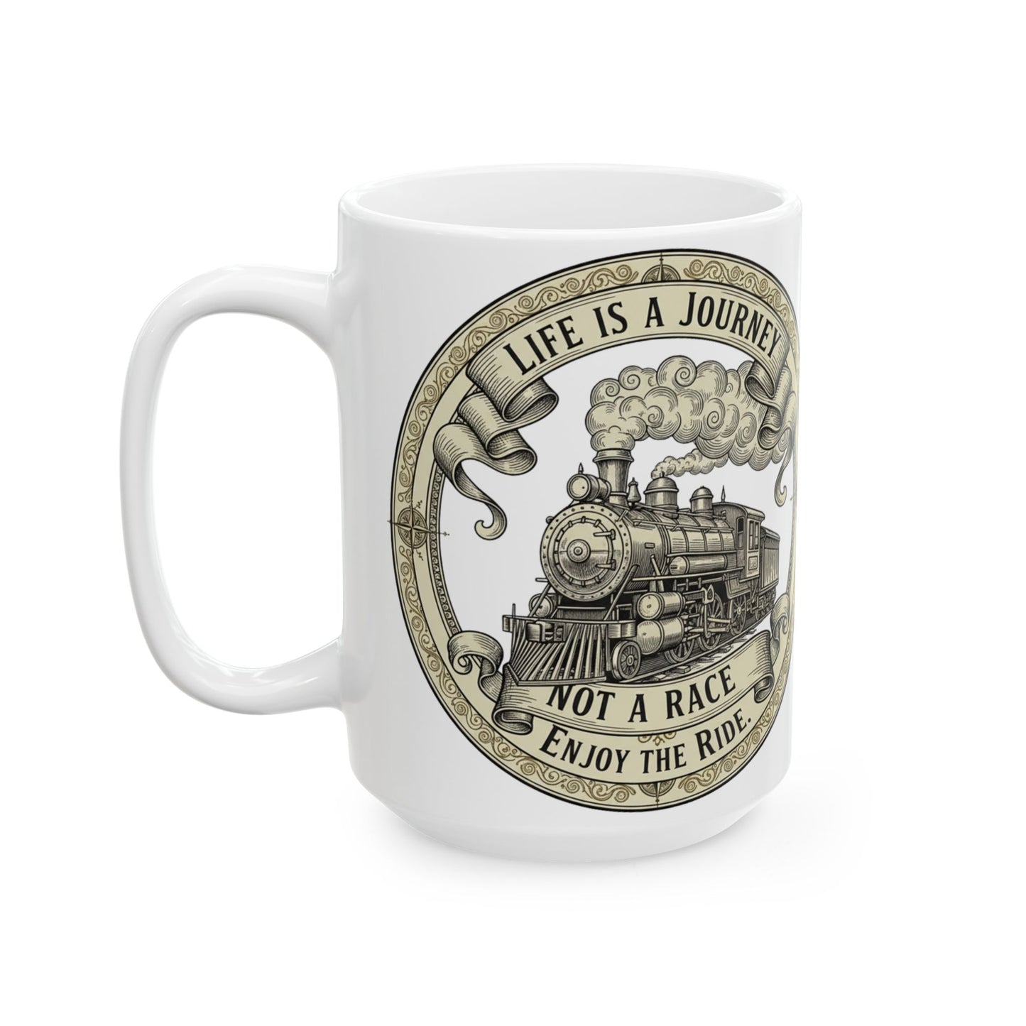 Vintage Camper Road Trip Coffee Mug “Enjoy the Journey” Ceramic Accent Mug