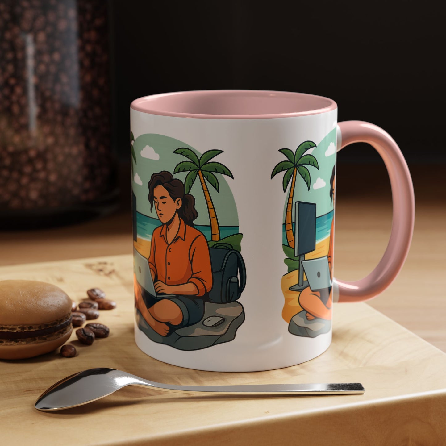 “Be Beautiful” Black-Trim Ceramic Coffee Mug