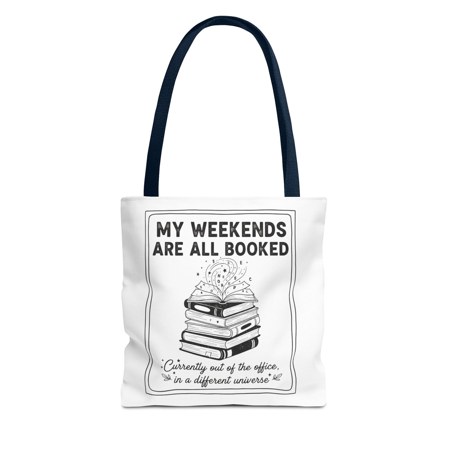 My Weekends Are All Booked Tote Bag | Funny Book Lover Gift | Bibliophile Aesthetic Canvas Bag | Literary Out of Office Tote