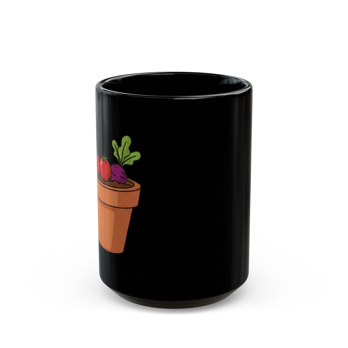 Black Ceramic Veggie Garden Coffee Mug