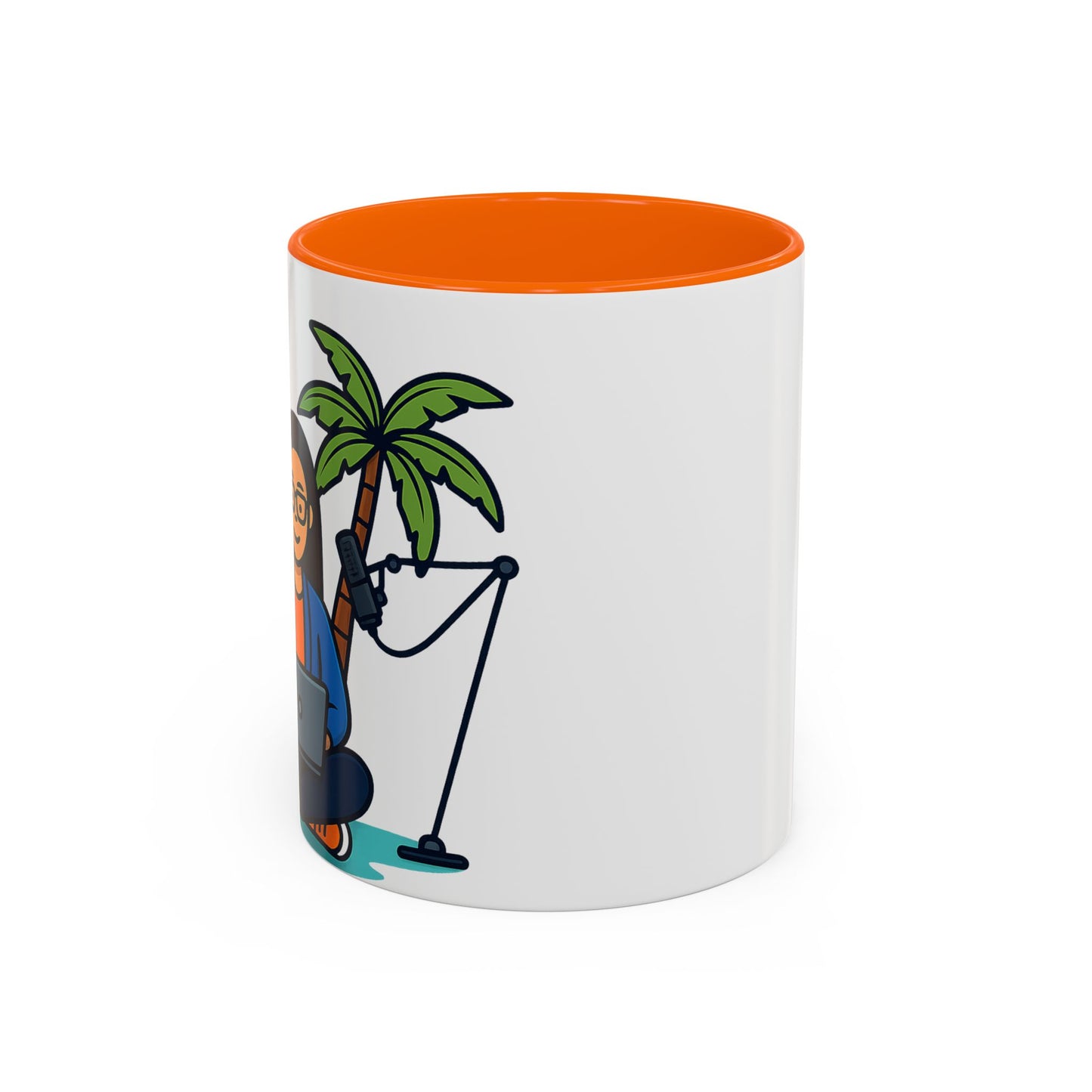 Island Podcast Coffee Mug Tropical Podcaster Illustration Ceramic Accent Mug