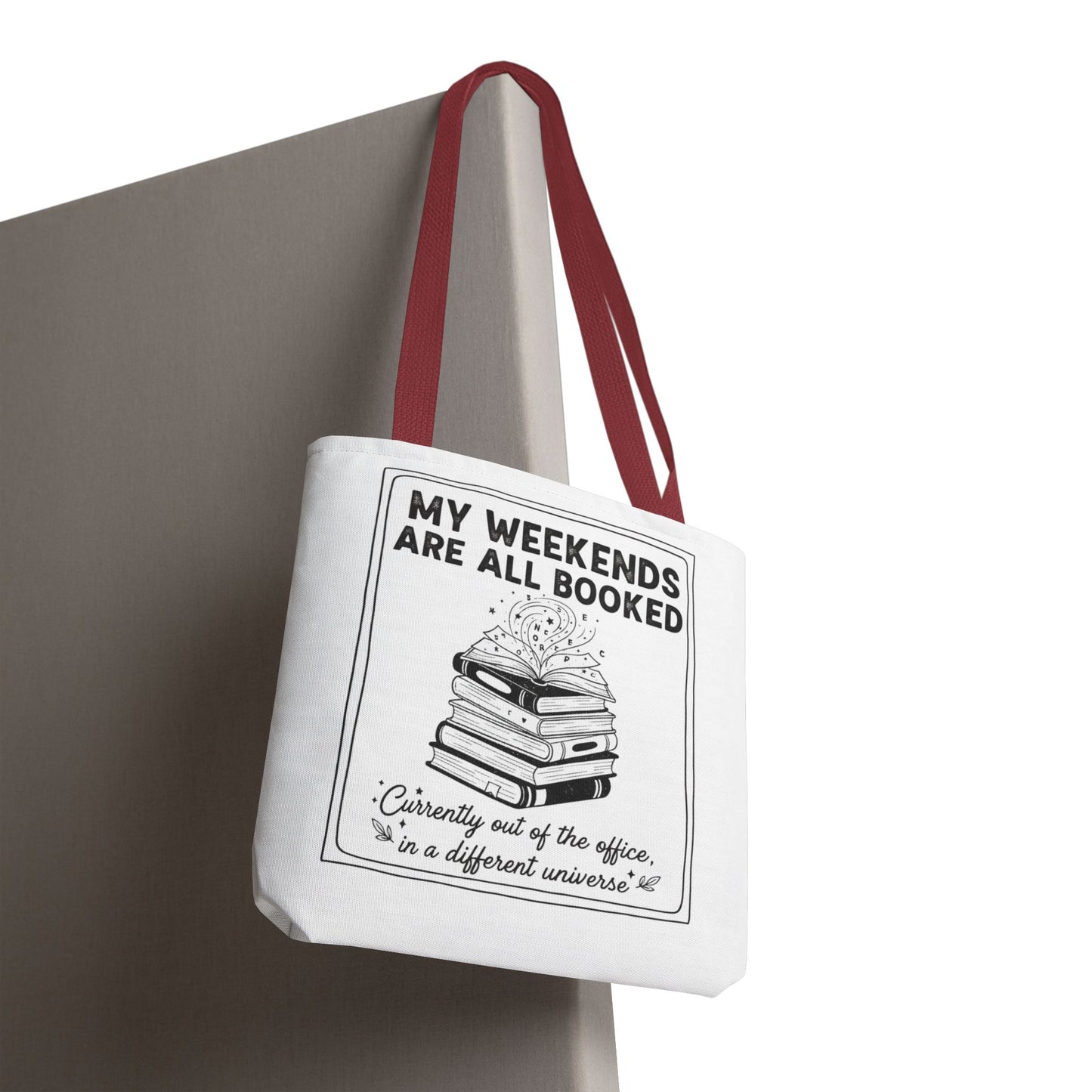 My Weekends Are All Booked Tote Bag | Funny Book Lover Gift | Bibliophile Aesthetic Canvas Bag | Literary Out of Office Tote