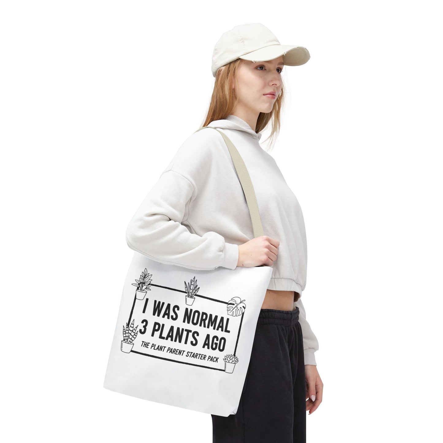 Funny Plant Parent Canvas Tote Bag | I Was Normal 3 Plants Ago Gift