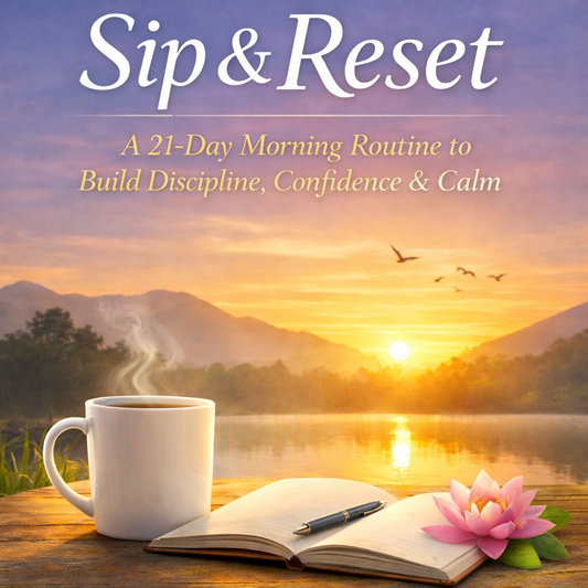 21-Day Morning Routine digital ebook cover with coffee cup and journal