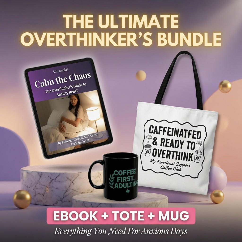 Anxiety Relief Gift Set - Canvas Tote Bag, Ceramic Coffee Mug & Mindfulness Guide
