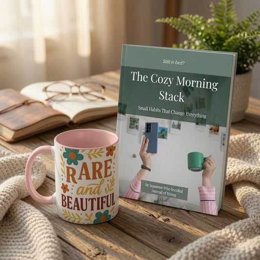 Morning Glow Up Bundle | Habit Stacking Guide + Orange Floral Mug