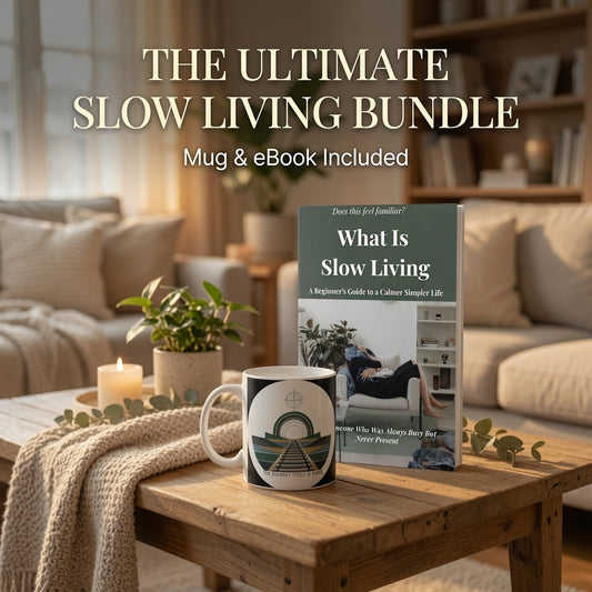 Slow Down & Sip Bundle | White Ceramic Mug & Slow Living Guide