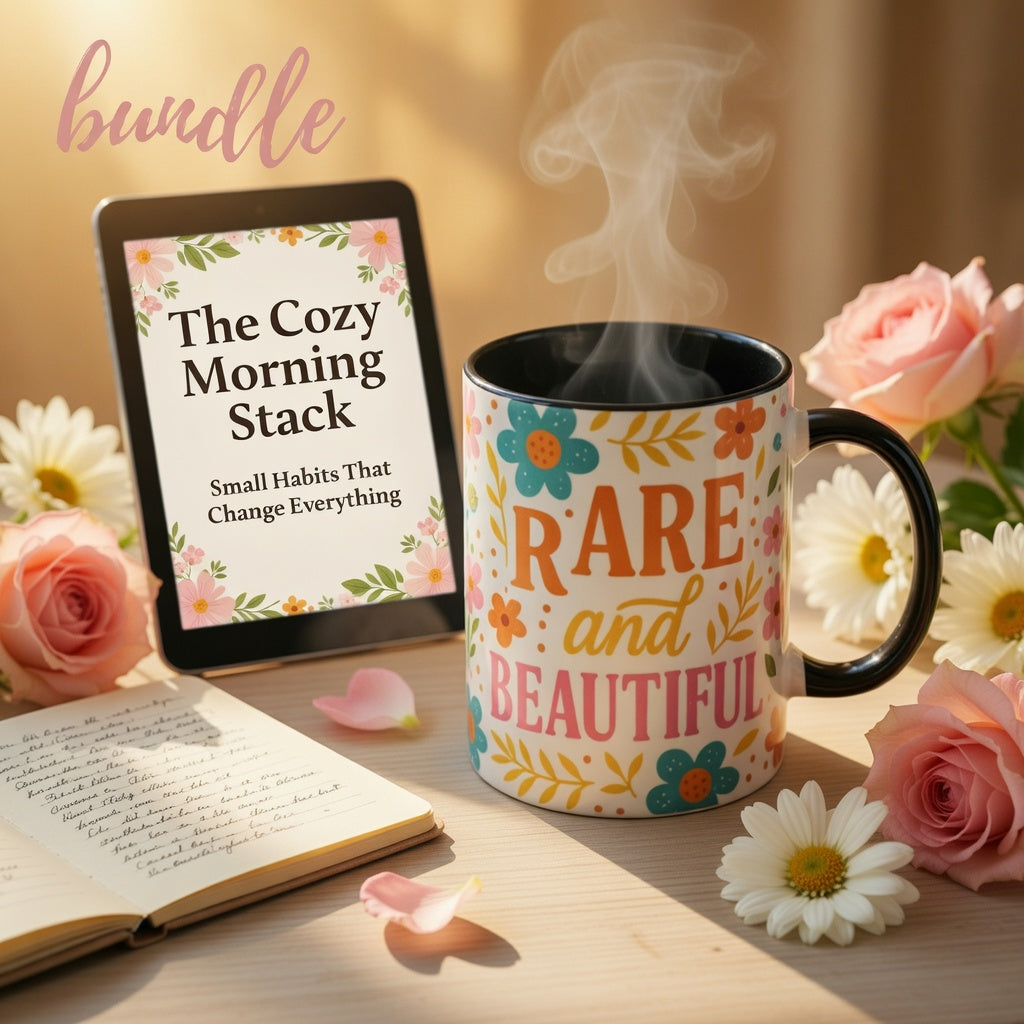 The Morning Glow Up Bundle" Cozy Morning Stack Ebook + Beautiful Morning Mug
